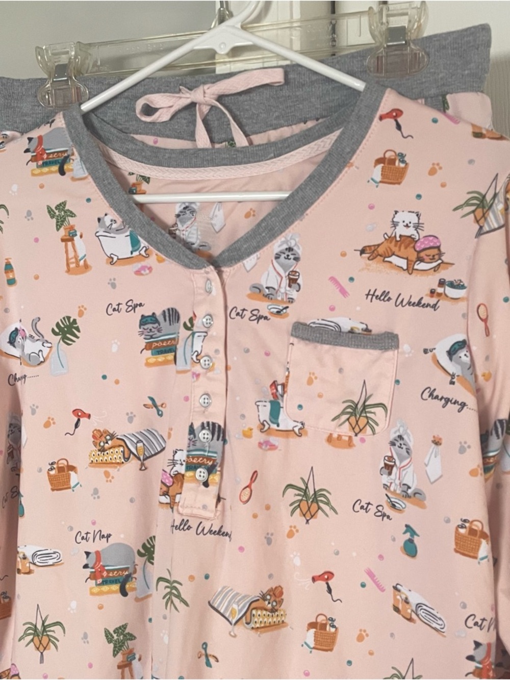 Cuddle Duds Cat Spa soft fleece pajamas size M - Picture 2 of 7